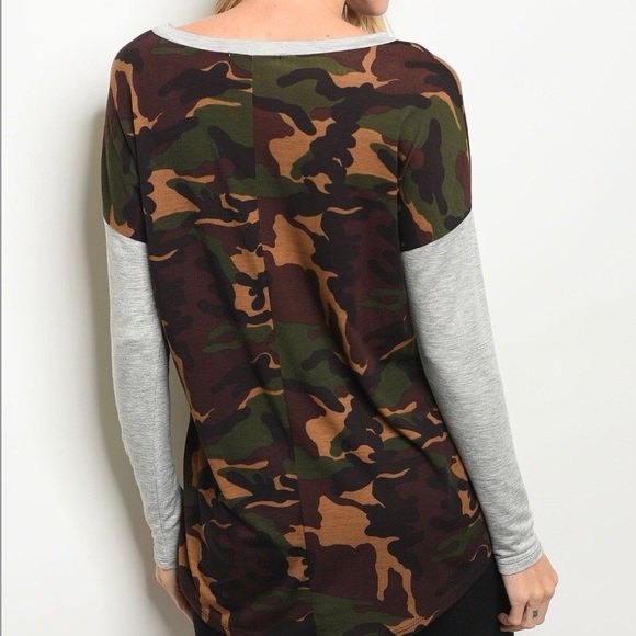 HEATHER GRAY GREEN CAMO TOP - Picture 4 of 7